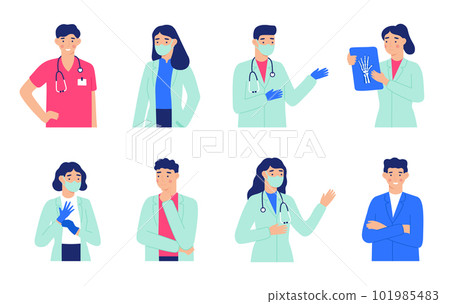 Hospital staff. Doctors in white coats portrait Hospital staff. Doctors in white coats portrait 101985483