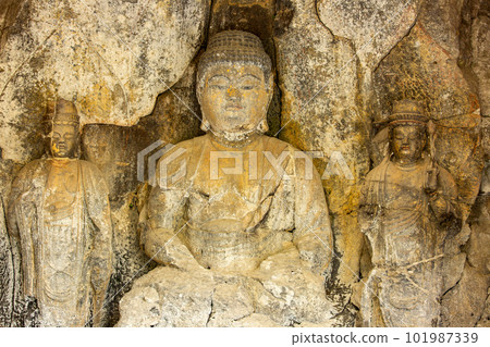 Usuki Stone Buddha Amida Triad 101987339