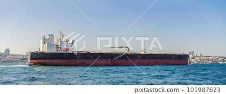 Container cargo ship in the Bosphorus, Istanbul, Turkey 101987623