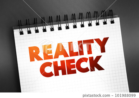 Reality Check text quote on notepad, concept background 101988099