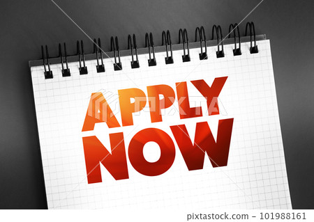 Apply Now text on notepad, concept background 101988161