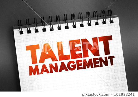 Talent Management - anticipation of required human capital for an organization and the planning to meet those needs, text on notepad concept background 101988241