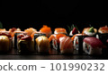 Close up shot of a variety of Sushi - made with Generative AI 101990232