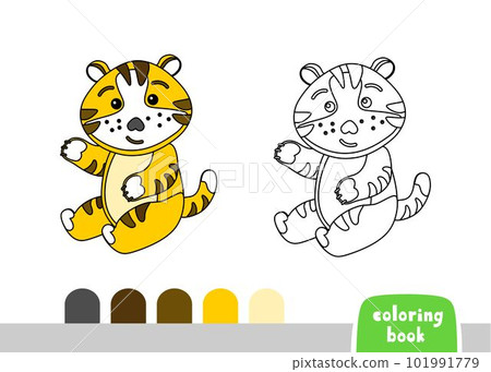 Cute Tiger Cub Coloring Book for Kids Page for Books, Magazines, Vector Illustration Doodle Template Cute Tiger Cub Coloring Book for Kids Page for Books, Magazines, Vector Illustration Doodle Template 101991779