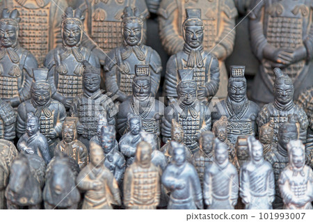 Small terracotta warriors for sale at a Chinese market 101993007