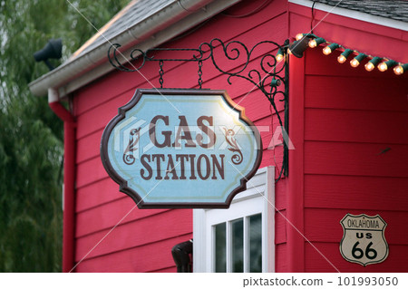 Retro-style gas station sign 101993050