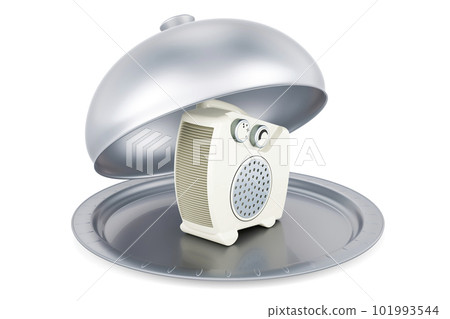 Restaurant cloche with fan heater, 3D rendering Restaurant cloche with fan heater, 3D rendering 101993544