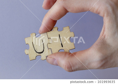 The acronym UI, which stands for User Interface. The letters written on the puzzles The acronym UI, which stands for User Interface. The letters written on the puzzles 101993635