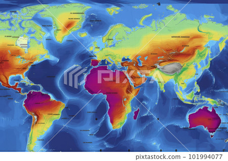 World map with weather forecast application. Generative AI 101994077
