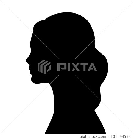 Woman Head Black and White Vector Silhouette. Beautiful Girl Fashionable Haircut style. Simple Elegant Woman Silhouette Icon Isolated. Woman Head Black and White Vector Silhouette. Beautiful Girl Fashionable Haircut style. Simple Elegant Woman Silhouette Icon Isolated. 101994534