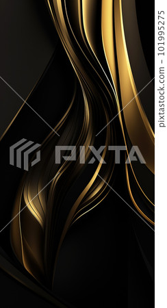 3D abstract wallpaper. Three-dimensional dark golden and black background. Black and gold background. golden wallpaper 101995275