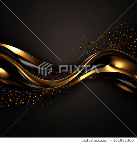 3D abstract wallpaper. Three-dimensional dark golden and black background. Black and gold background. golden wallpaper 101995300