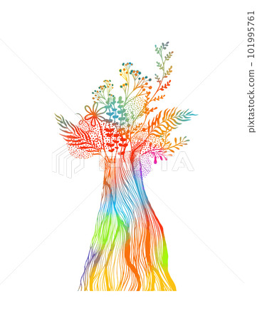 Flower abstraction in a colored vase. Greeting card with flowers. Vector illustration Flower abstraction in a colored vase. Greeting card with flowers. Vector illustration 101995761