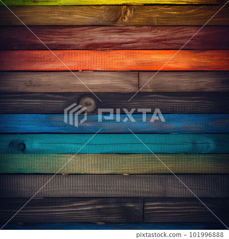 Rainbow wooden planks background. Colorful wooden texture. Rainbow wood texture. Wood plank background 101996888