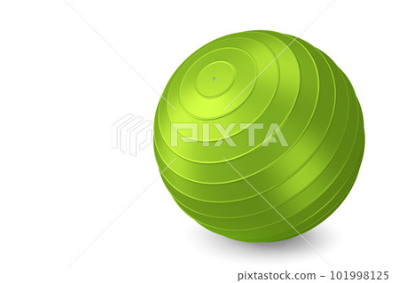 Green fitball or fitness ball for yoga exercise isolated white background 101998125