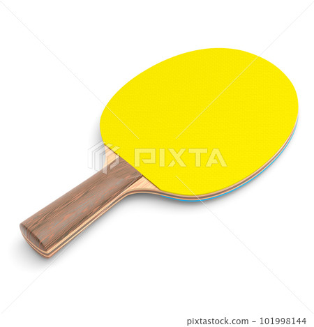 Yellow ping pong racket for table tennis isolated on white background Yellow ping pong racket for table tennis isolated on white background 101998144