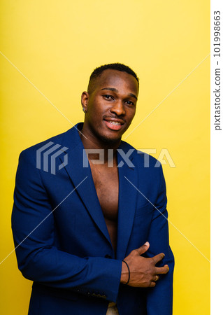 African American millennial businessman isolated on studio background, successful male formal suit 101998663