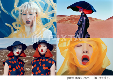 Female model illustration/unique fashion 101999149