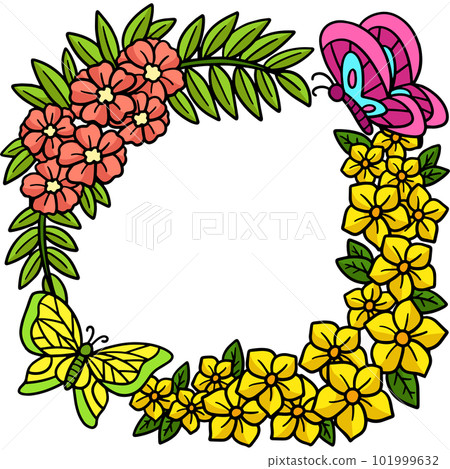 Floral Wreath Cartoon Colored Clipart  101999632