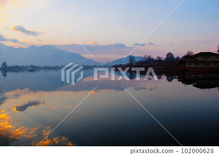 Beautiful landscape with mountains and lake Beautiful landscape with mountains and lake 102000628