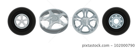 Tire or Tyre as Ring-shaped Component of Wheel Rim Vector Set Tire or Tyre as Ring-shaped Component of Wheel Rim Vector Set 102000790