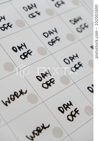 Magnetic board writing 4 day work week calendar with three weekend days off four day working week concept. Modern approach doing business short workweek. Effectiveness of employees. Productivity and Magnetic board writing 4 day work week calendar with three weekend days off four day working week concept. Modern approach doing business short workweek. Effectiveness of employees. Productivity and 102001600
