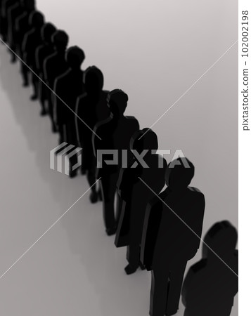 隊列輪廓深色 3D 插圖垂直 102002198