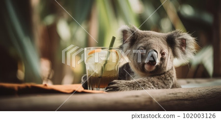 koala is on summer vacation at seaside resort and relaxing on summer beach koala is on summer vacation at seaside resort and relaxing on summer beach 102003126