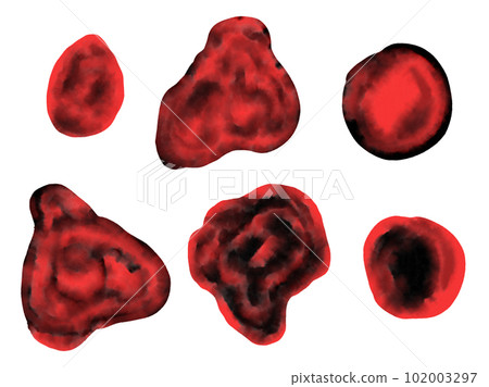 Set of bright textured red and black watercolor stains. Collection of vibrant contrast gradient blobs for decoration, poster, banner, greeting cards design Set of bright textured red and black watercolor stains. Collection of vibrant contrast gradient blobs for decoration, poster, banner, greeting cards design 102003297