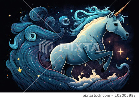 cosmic unicorn cute cartoon style animated 102003982