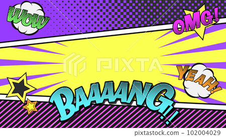 漫畫風格炫彩背景雲朵無框版 102004029