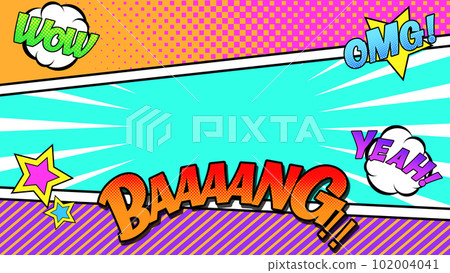 漫畫風格炫彩背景雲朵無框版 102004041