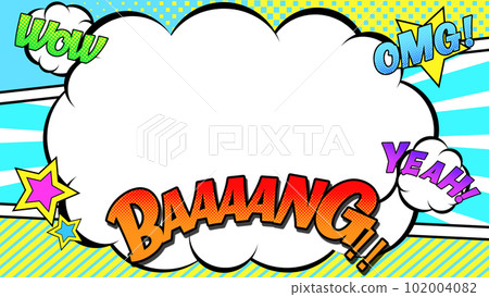 帶有云框的漫畫風格彩色背景版本 102004082