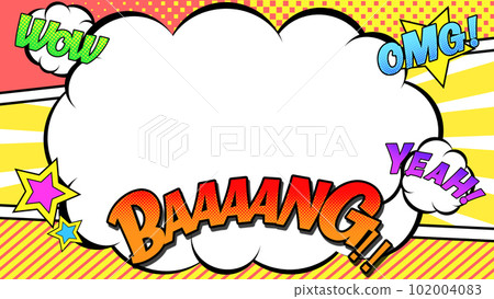 帶有云框的漫畫風格彩色背景版本 102004083