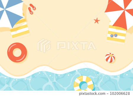 沙灘、遮陽傘、浮標、沙灘球、座椅背景圖 102006628