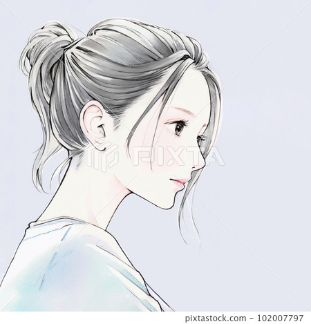 Illustration of a beautiful older sister Watercolor style "AI-generated image" 102007797