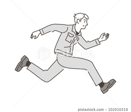 Male worker in work clothes jumping with a smile [vector illustration material] 102010318