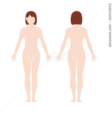年輕女子全身(裸體/裸體)剪影矢量圖(無臉) 年輕女子全身(裸體/裸體)剪影矢量圖(無臉) 102010918