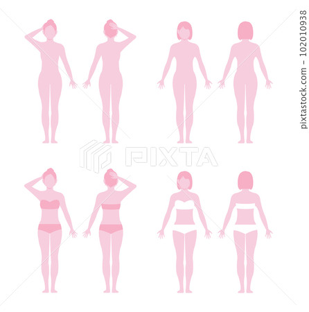 年輕女性全身剪影矢量插圖集(無臉) 年輕女性全身剪影矢量插圖集(無臉) 102010938