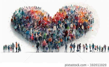 人們聚集的心形標記 102011020