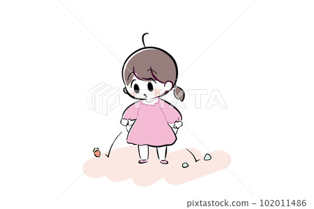 Illustration of a child with an acorn coming out of his pocket 102011486