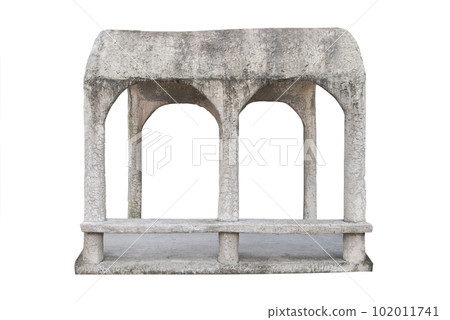 stone arch with wall lamp isolated on white background 102011741