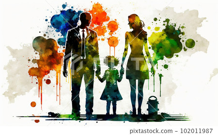 有點不安的核心家庭水彩畫 有點不安的核心家庭水彩畫 102011987