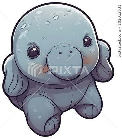 Funny and cute manatee transparency sticker. 102012633
