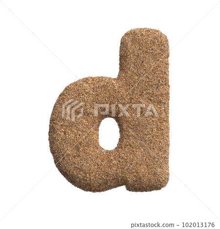 Sand letter D - Lowercase 3d beach font - Holidays, travel or ocean concepts 102013176