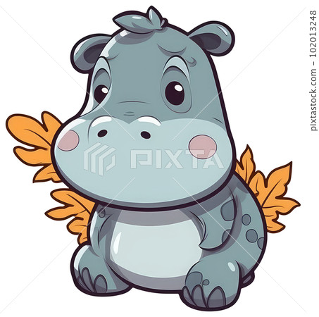 Funny and cute hippopotamus transparency sticker. 102013248