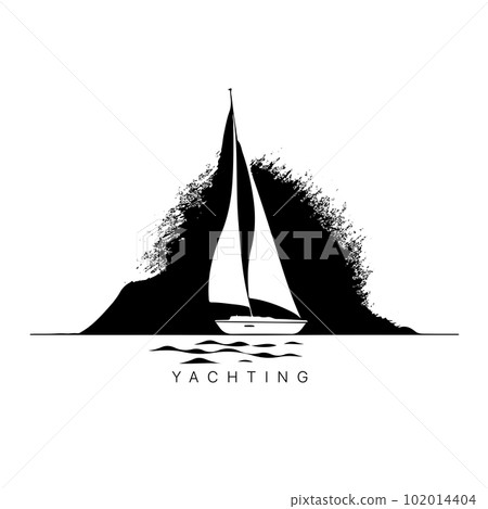 Vector logo of yacht with sail. Illustration of sail boat. Vector illustration 102014404