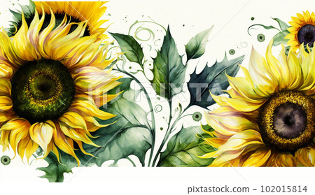 Sunflower (sunflower) flower watercolor painting 102015814