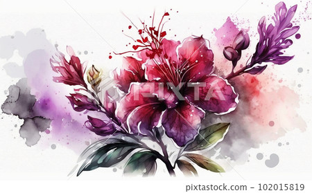 Azalea flower watercolor painting 102015819