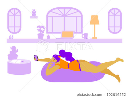 relax time: A woman spending relaxing time in loungewear relax time: A woman spending relaxing time in loungewear 102016252